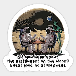 Astronauts dining on the moon Funny Design Sticker